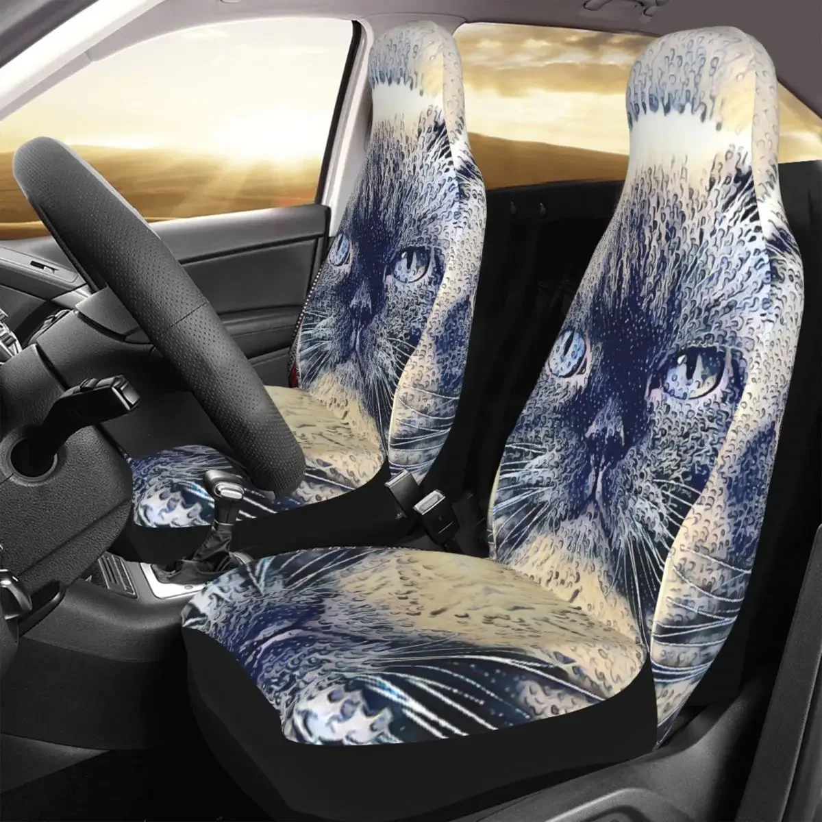 Mad Fat Cat V3 Illustration Artwork Poster Boy Car Seat Cover Custom Printing Universal Front Protector Accessories Cushion Set