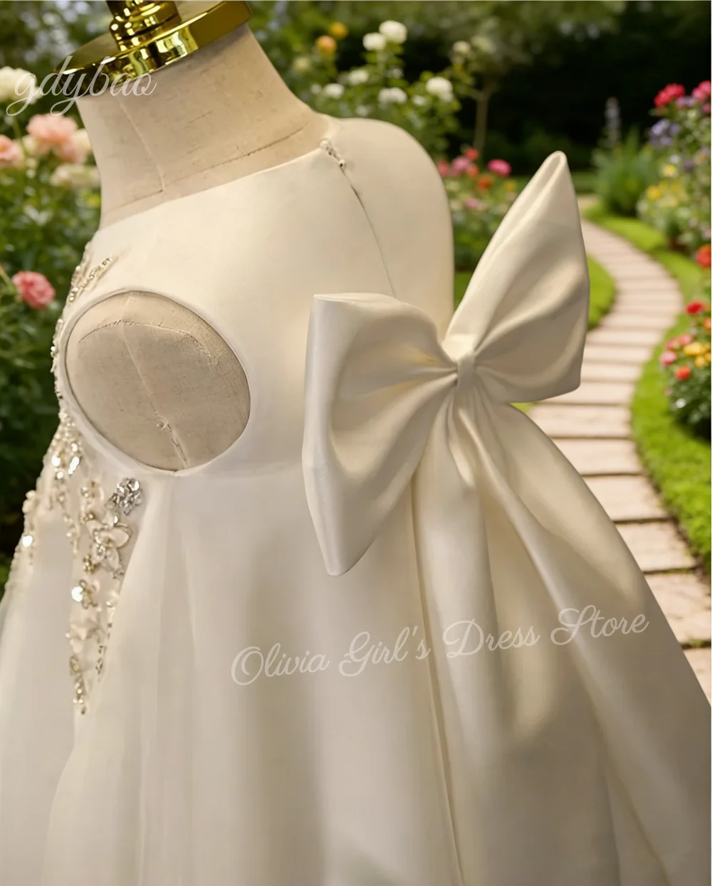 

Настраиваемое белое платье без рукавов для девочки с бантом и пайетками, детское платье для крещения, подходит для свадебной вечеринки малышей