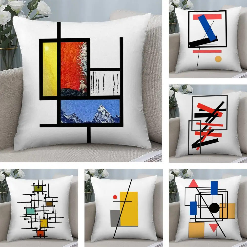 Abstract Lines Cushion Cover Soft Plush Fabric Double-Sided Printed Sofa Cushion Cover for All Seasons Home Decor Gift