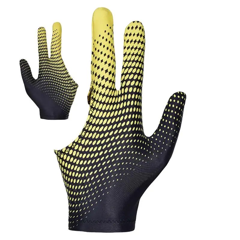 Luva de Bilhar Esquerda e Direita, Elástico Antiderrapante, Acessórios de Treinamento, 3 Dedos