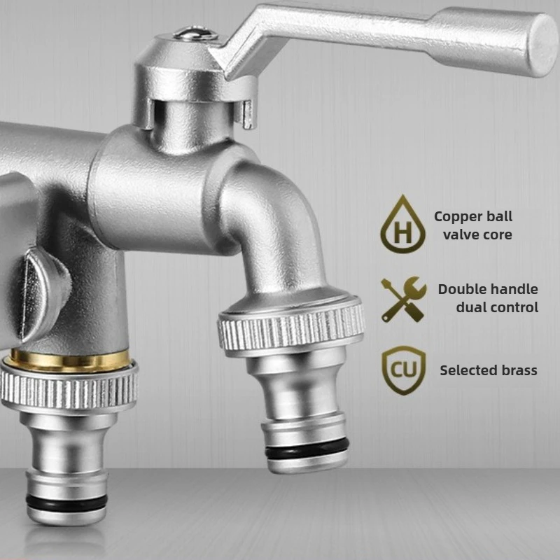 Exclusive Outdoor Faucet - Solid Copper Luxury One-Inlet Two-Outlet Dual-Purpose Tap with Freeze-Proof Spout
