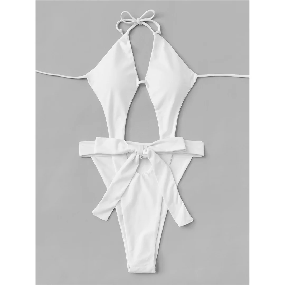 Sexy Cut-Out Neckholder Trikini mit hohem Beinausschnitt, einteiliger Badeanzug, Damen-Bademode, weiblicher Monokini, gepolsterter Badeanzug, Badebekleidung, Schwimmanzug V7968 – Detail 6