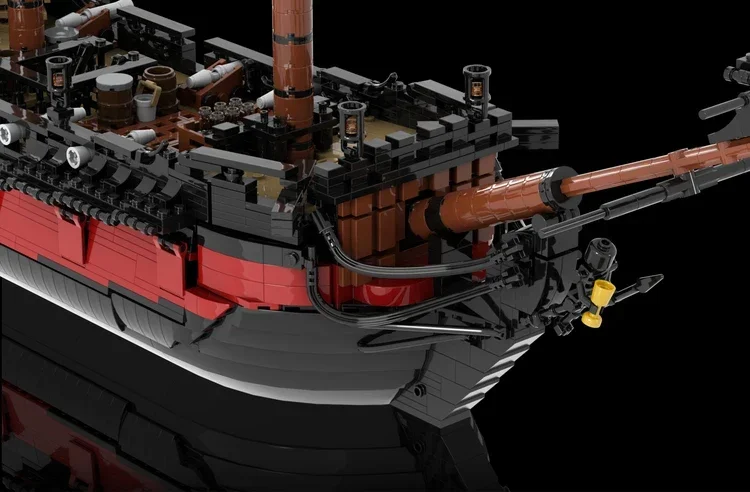 Kit de blocos de construção de navio pirata moc, piratas do caribe, conjunto de tijolos da vingança da rainha anne, modelo capitão jack sparrow