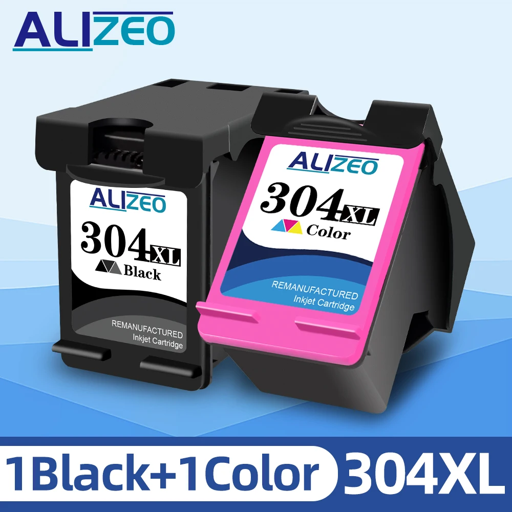 Cartouche d'encre Alizeo 304, Compatible avec HP304, pour HP 304XL Deskjet ENVY Officejet 2600 2630 3723 3724 3730 3732 3752 3755 3758