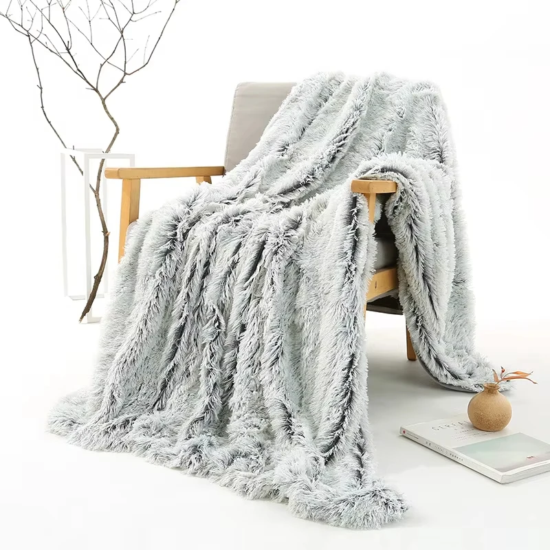 

Plush Blanket Soft Fur Faux with Fluffy Throw Blanket Bed Sofa Long Shaggy Winter Warm Bedding Sheet Soft Blankets drop ship