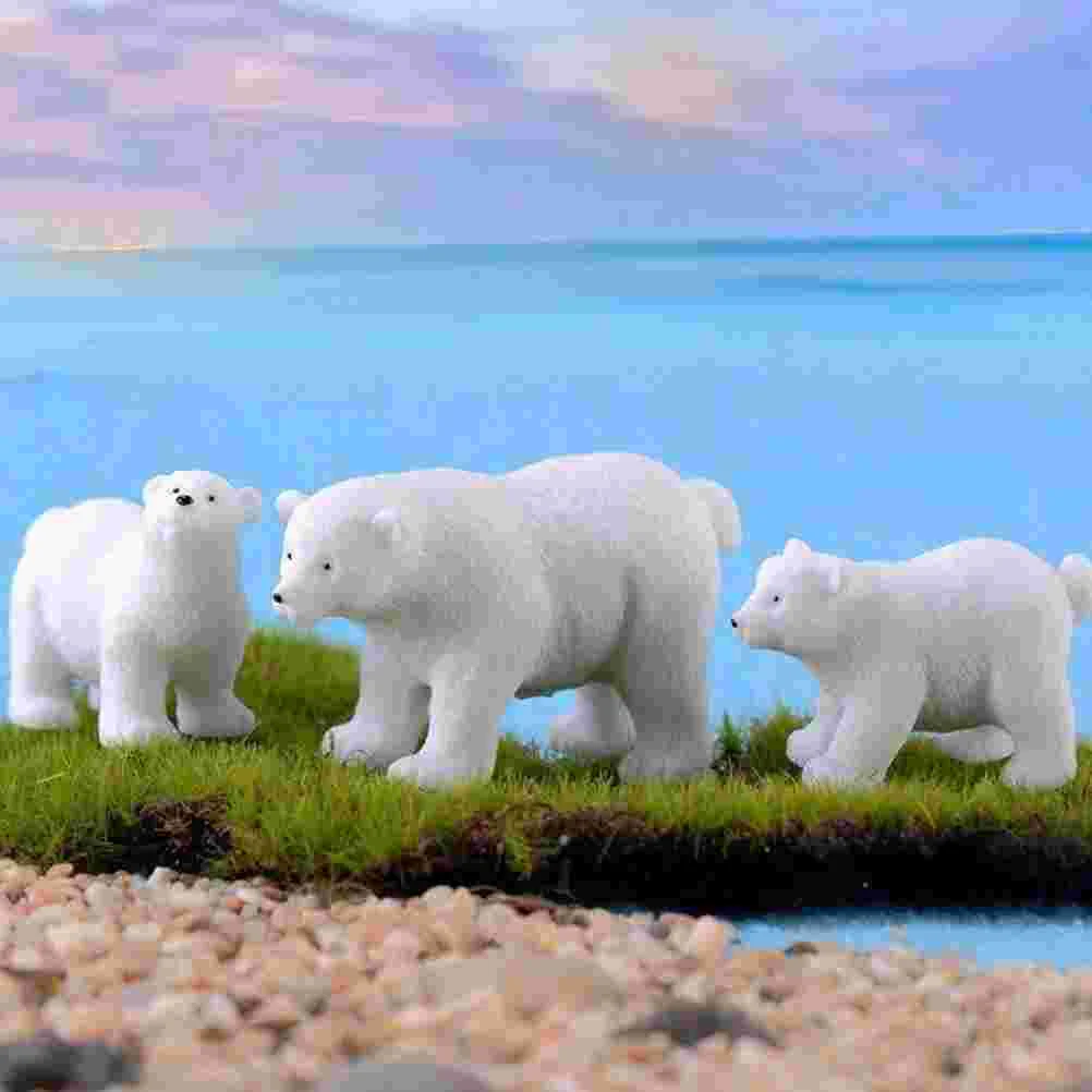 Toys Arctic Animals Polar Bear Model Kids Ornaments White Decor Glass Miniature Christmas Figurines