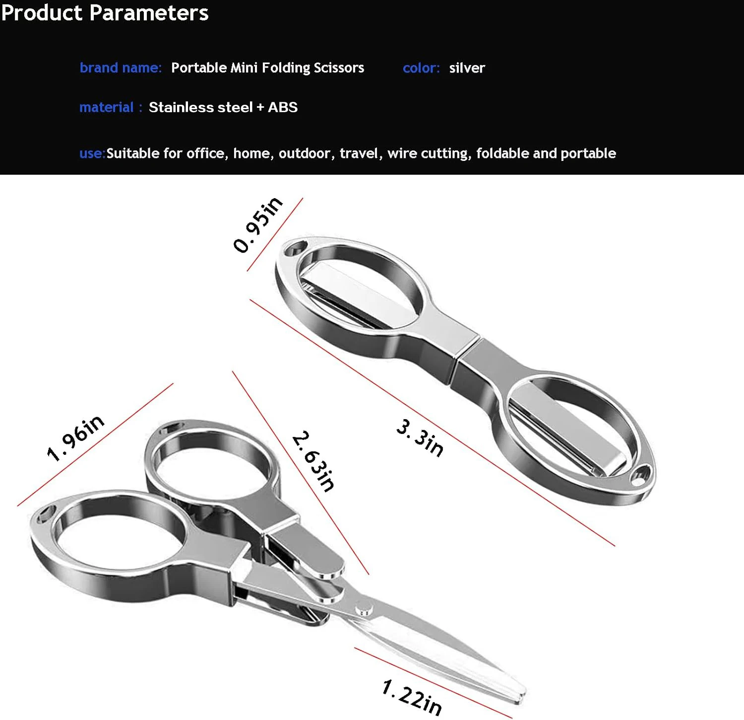 10Pcs Silver Simple Portable FoldingScissors Solid Color Glasses Shape Paper Cutters Students Handmade DIY Tools School Office