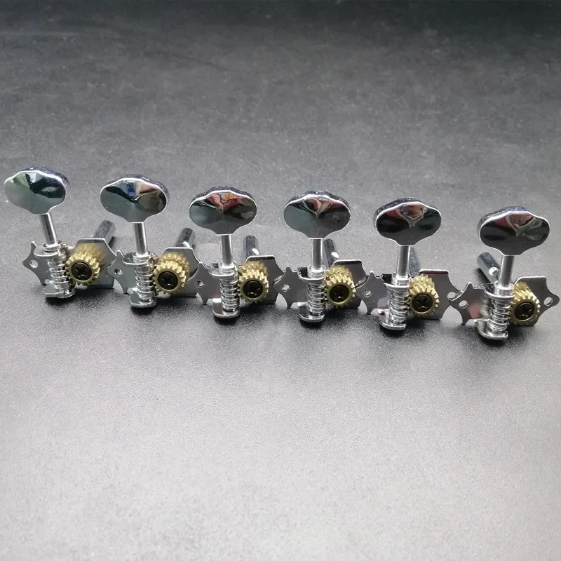 

6PCS 18:1 Gear Ratio Vintage Open Gear String Tuners Tuning Pegs Middle Hole for Classic Guitar Chrome