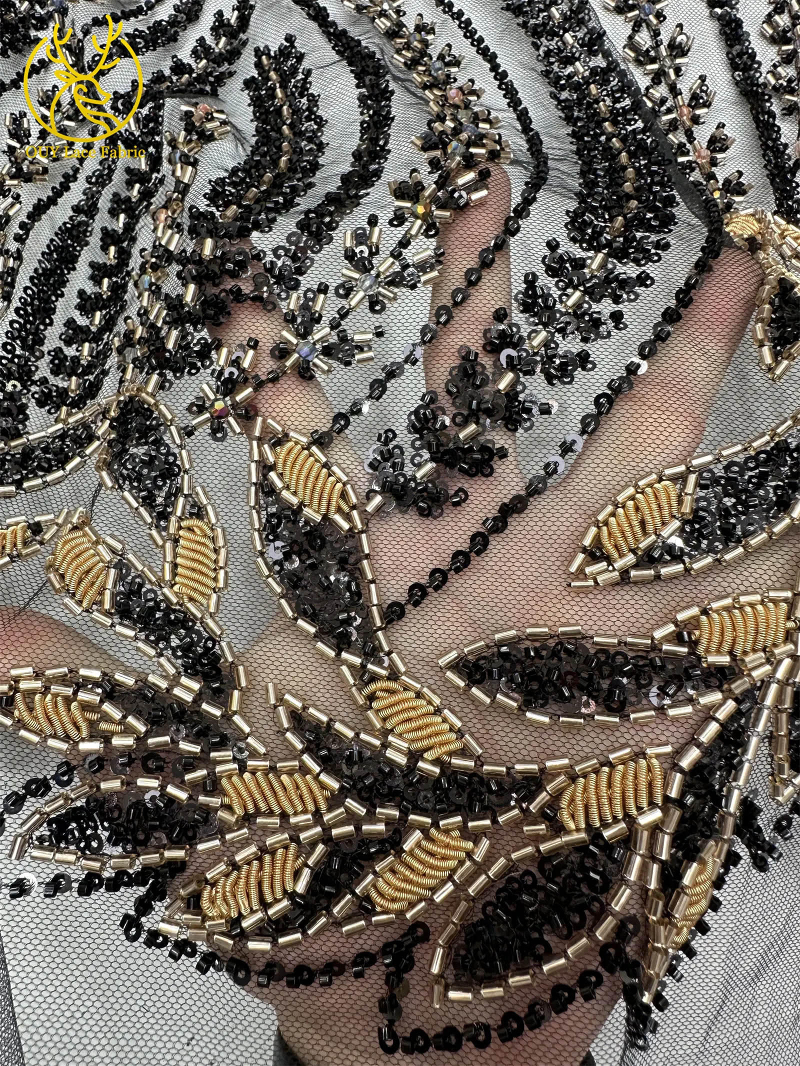 Luxuriöser afrikanischer Brautkleid-Spitzenstoff 2026 – Hochwertige nigerianische französische Pailletten-Tüllspitze für Damen-Abendkleider zum Nähen – Detail 7