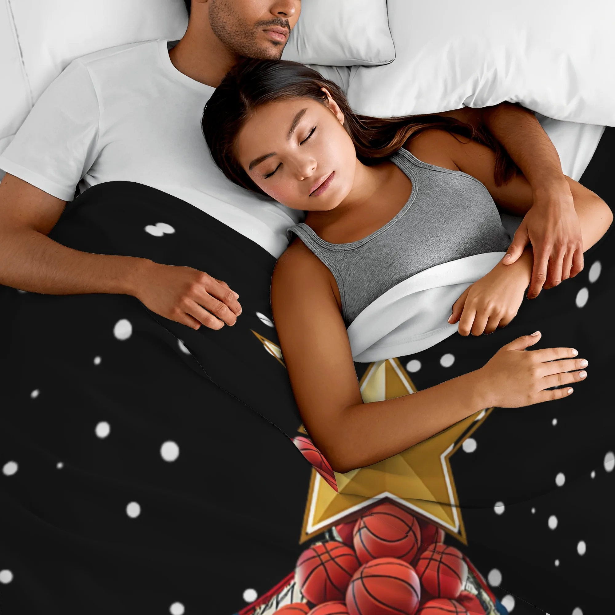 بطانية الفانيلا العصرية على طراز شجرة الكريسماس لكرة السلة ناعمة ودافئة، مثالية للأرائك والأسرة والمكاتب والسفر #2