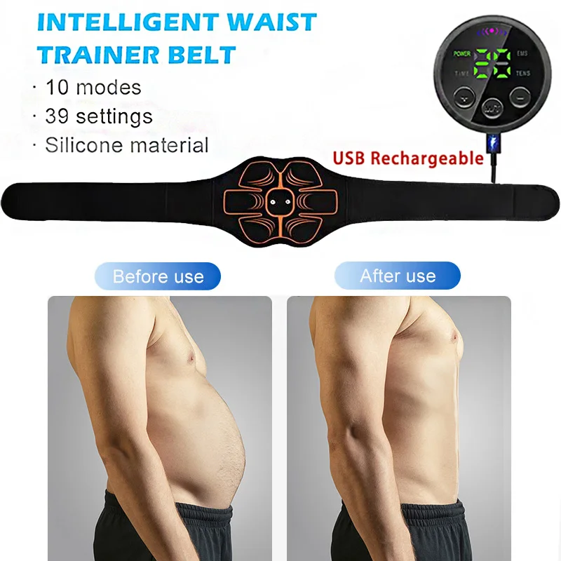 ABS Trainer Belt EMS Muscle Stimulator Electronic Abdominal Toning Belt Muscle Toner Home Gym Fitness Workout Lose Weight Device