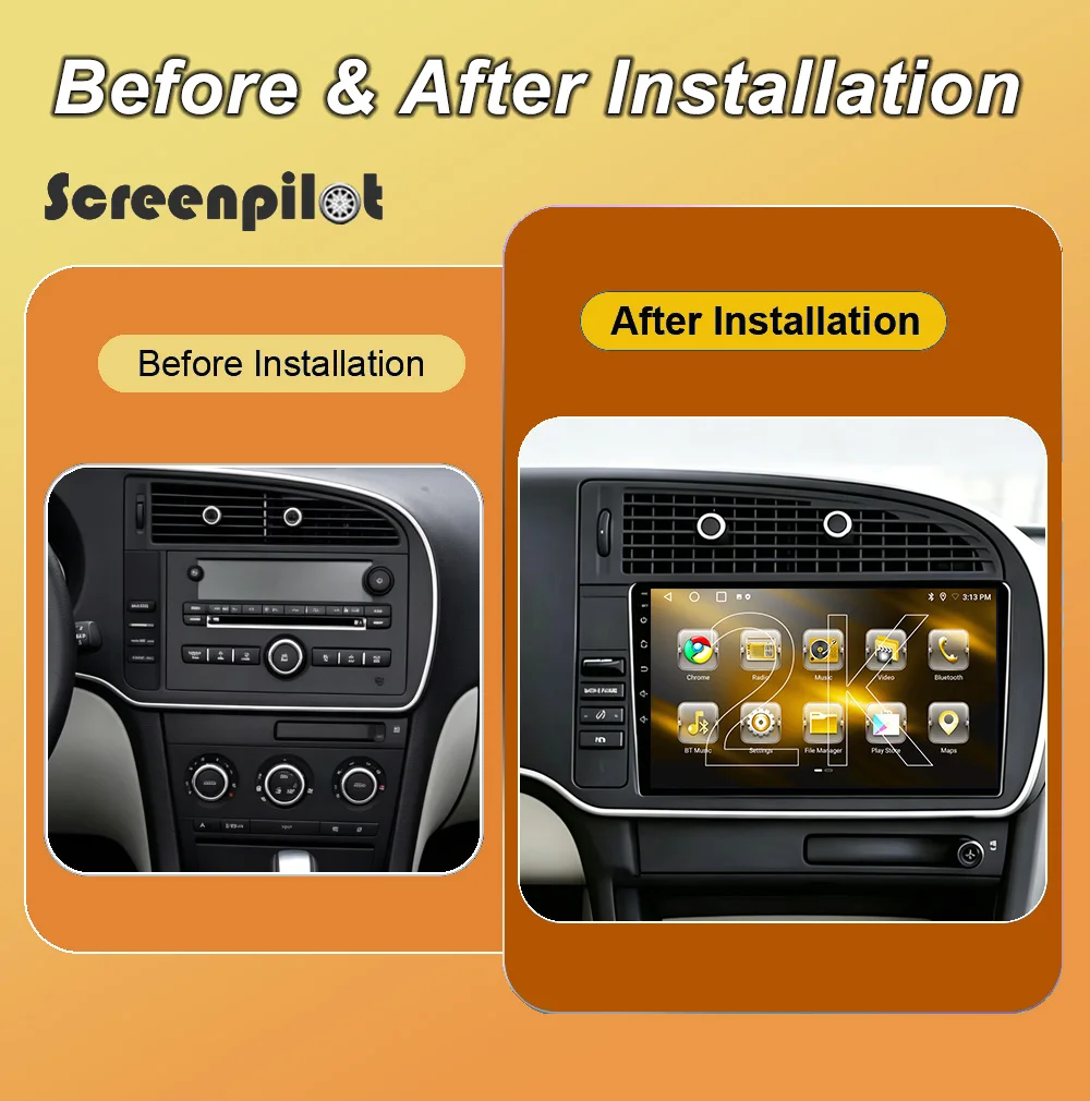 Android 16 Car Radio Stereo For Saab 93 9-3 2 2007 2008 2009 2010 2011 2K QLED Multimidia Player GPS Carplay Android Auto 5G RDS