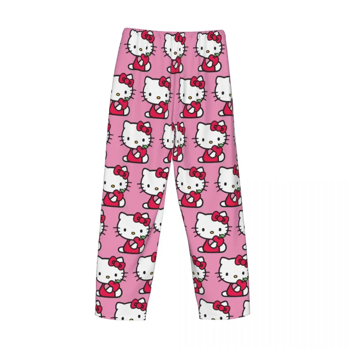 Pantalon de pyjama Hello Kitty pour homme, vêtements de nuit, ceinture élastique, bas de salon avec poches, dessin animé, anime, personnalisé