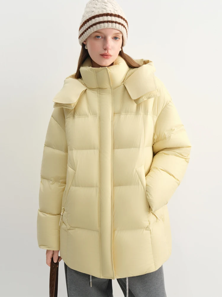 

Женская короткая пуховая куртка Hilian 2025: Новинка зимы, свободный крой, с капюшоном, теплая, для города, из нейлона