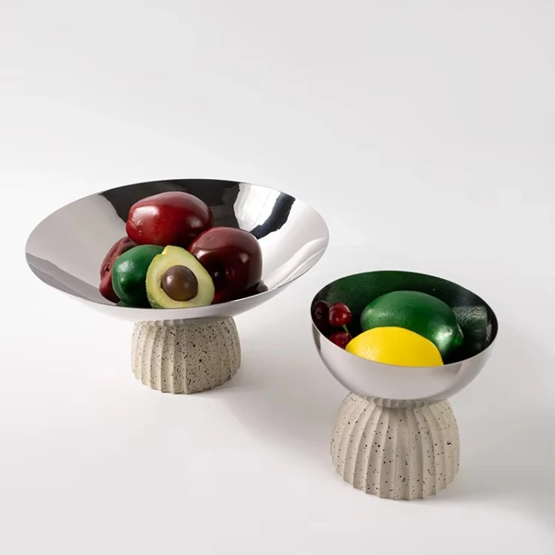 

Nordic light luxury tall fruit plate room coffee table soft decoration candy snack display plate