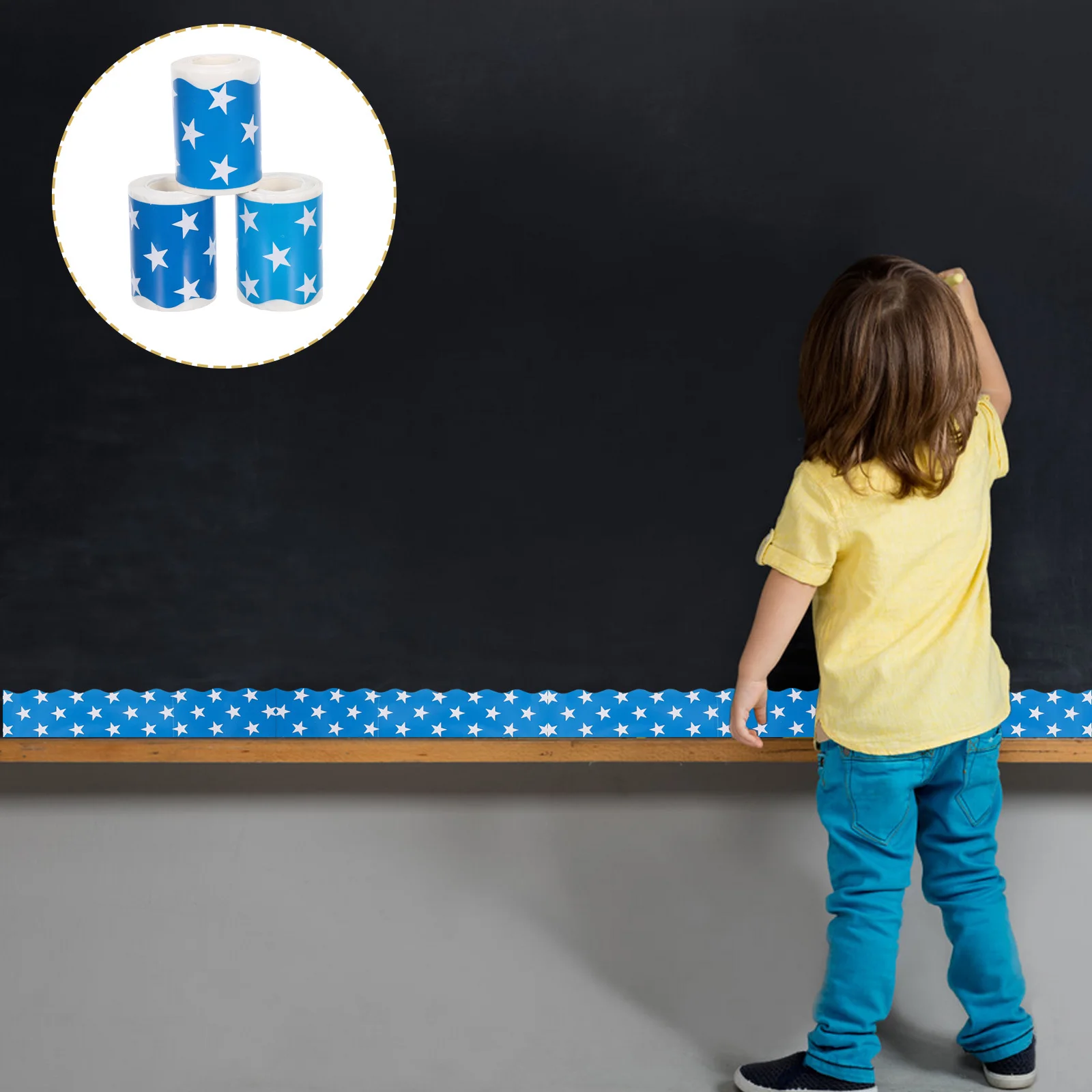 

Scalloped Edge Border Trim 6cmx33ft Self-Adhesive Bulletin Board Stickers Bright Fade-Resistant Colors Organized Spaces