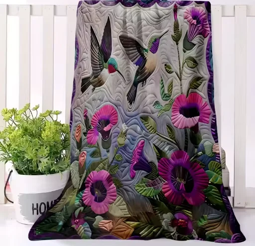 Floral Print Microfiber Bath Towel Double-Sided Sand-Free Qu