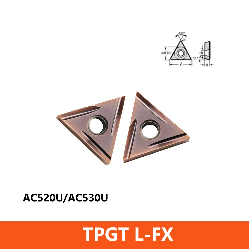 

Original TPGT TPGT080204 TPGT110302 TPGT110304 AC520U AC530U Carbide Inserts TPGT080204L-FX TPGT110304L-FX CNC Lathe Cutter Tool