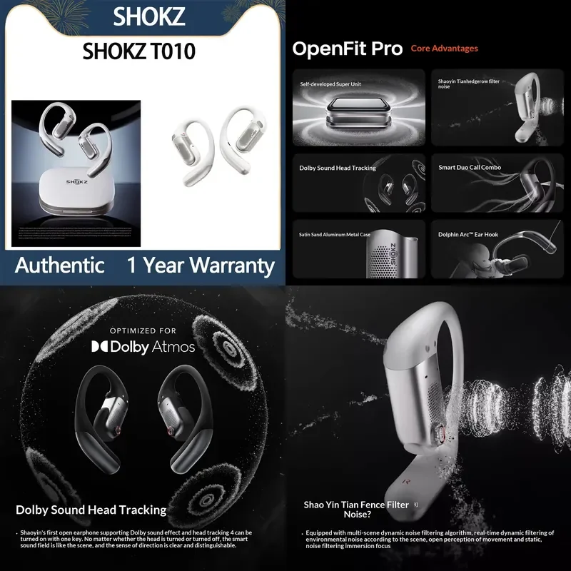 Brand For Shokz OpenFit Pro Open Wireless Earbuds, Ultra Light Comfort Earhooks, Bluetooth 5.4, Premium Sound, Sweatproof
