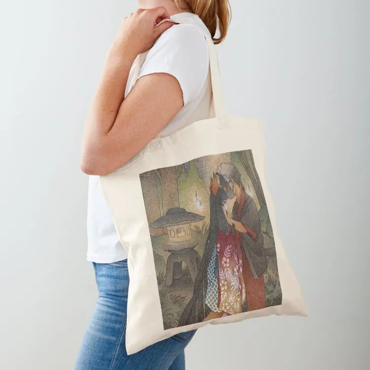 

Two Foxes Meeting in the Japanese Garden Tote Bag tote women Customizable woman Canvas stote