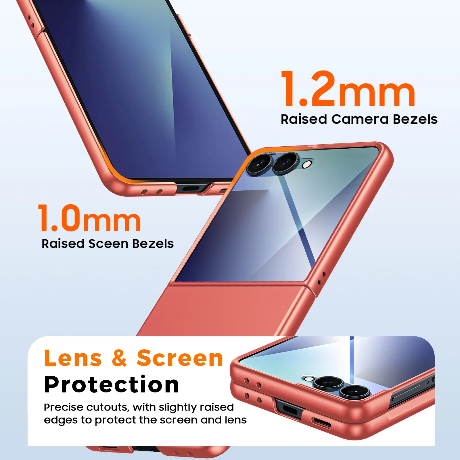 جراب لهاتف Galaxy Z Flip 7 رفيع للغاية غير لامع، حماية قابلة للطي ضد الصدمات، غطاء صلب للكمبيوتر الشخصي، طبقة حماية عالية الدقة، حماية الكاميرا - وردي