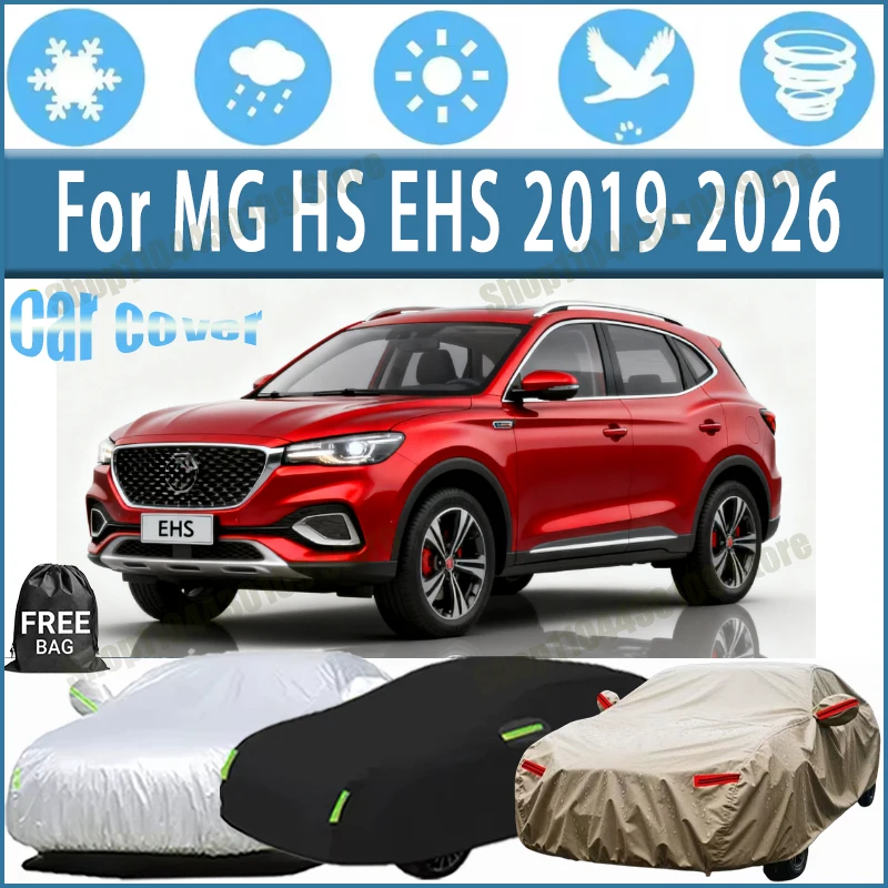 

For MG HS EHS 2019-2026 Car Cover Waterproof UV Protection All Weather Dustproof Snow Rain Cover 190T Polyester