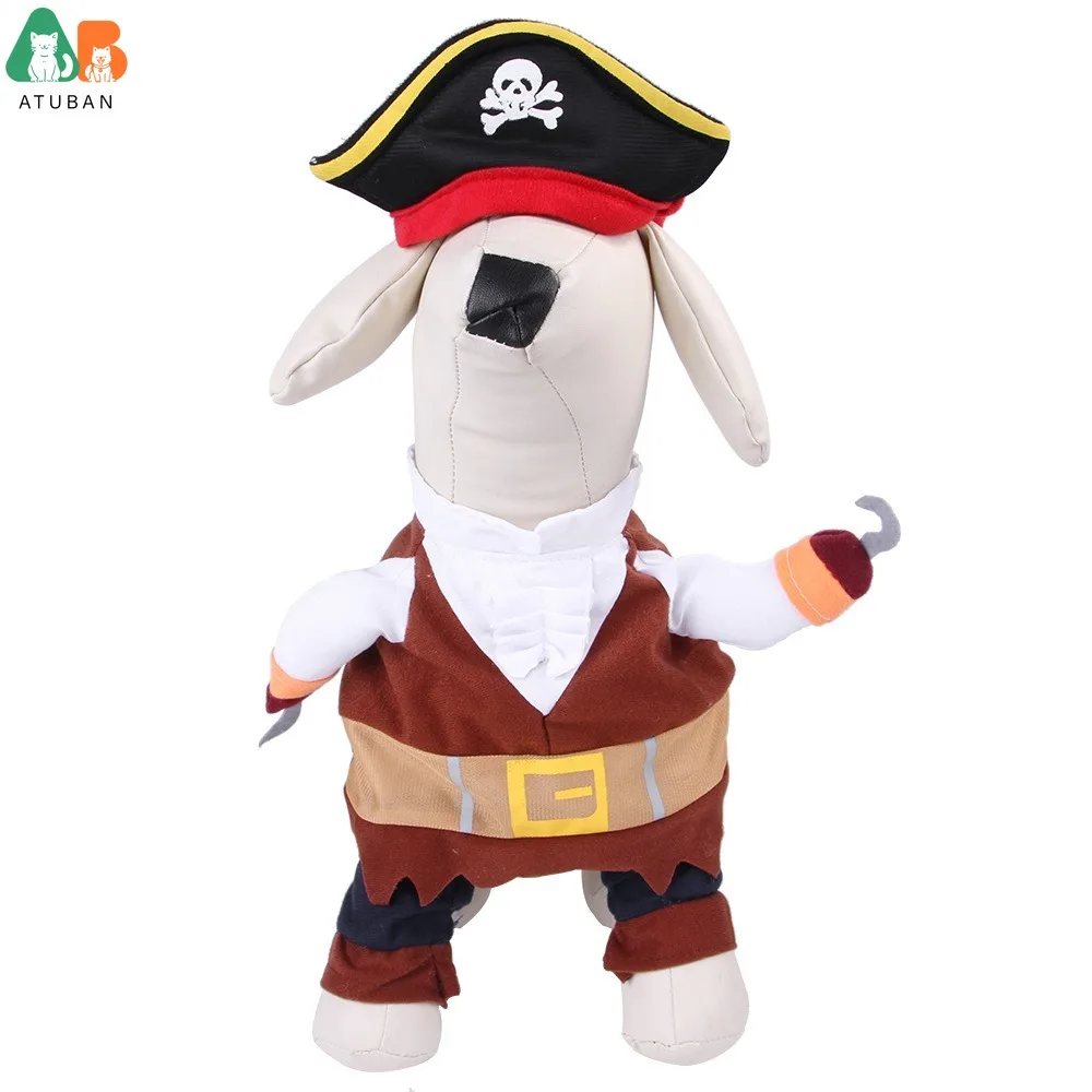 ATUBAN Pet Costume Fashion Pirates of The Caribbean Style Clothes Halloween Suit with a Hat Costume Apparel for Dog & Cat (S)