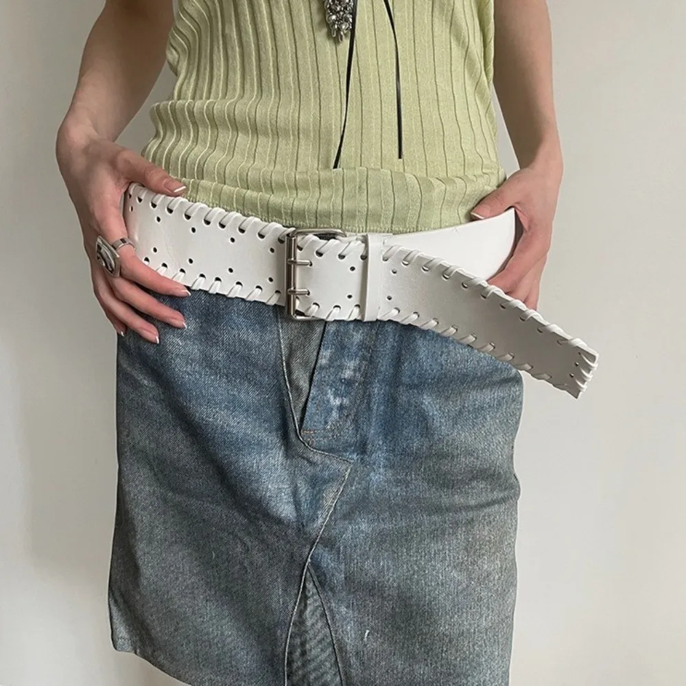 تنوعا المنسوجة بولي Leather حزام من الجلد Y2k Harajuku المرأة حزام عريض حزام خصر الكورية نمط قبعات رعاة البقر الغربية حزام فتاة حار