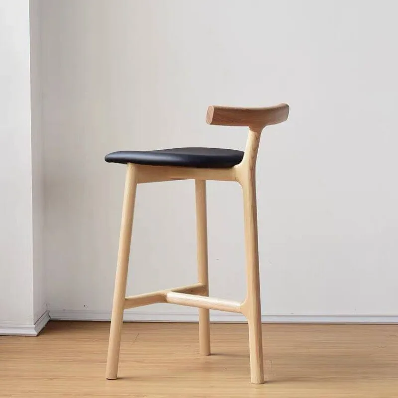 Nordic solid wood bar chair, simple and fashionable casual bar KTV high stool view 4