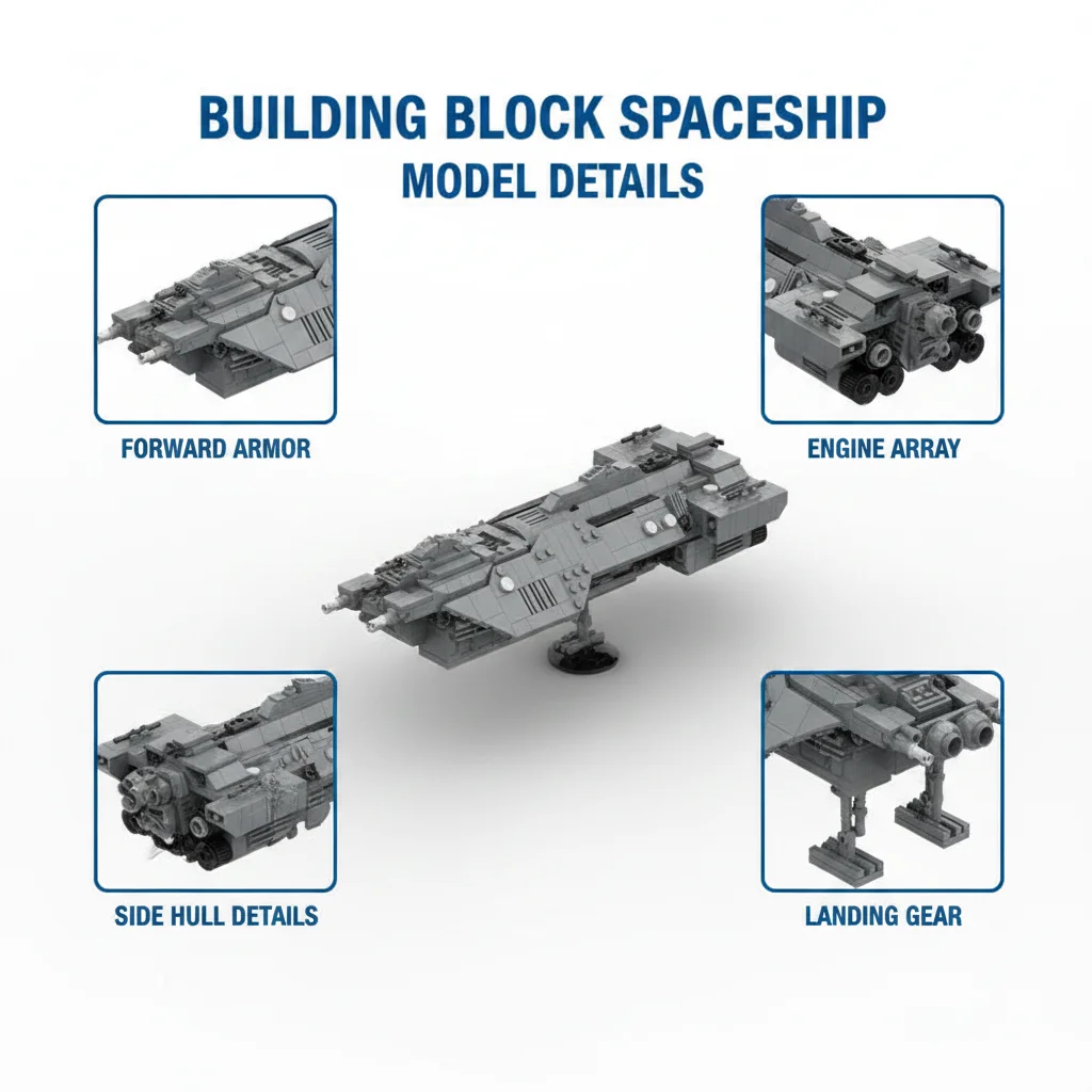 MOC Spirit of Galactic Fire Space Ship Building Blocks UNSC Warship Cruiser Model Sci-Fi Military Bricks Toys Gift for Kids Boys view 3