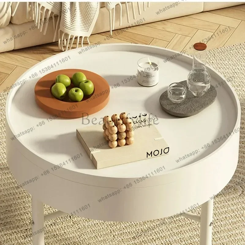 Nordic Organizer Coffee Table Minimalist Petite Round Cute Side Table Living Room Table Basse Luxurye Furniture Home