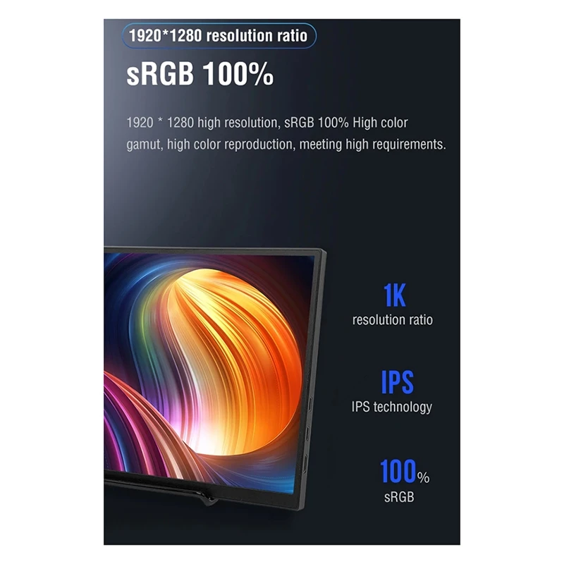 10.5-Inch Portable Monitor 1280P HDR 15:10 Low Blue Light for / 5 Switch Cell Phone PC Loptop Extension [To&On-e]
