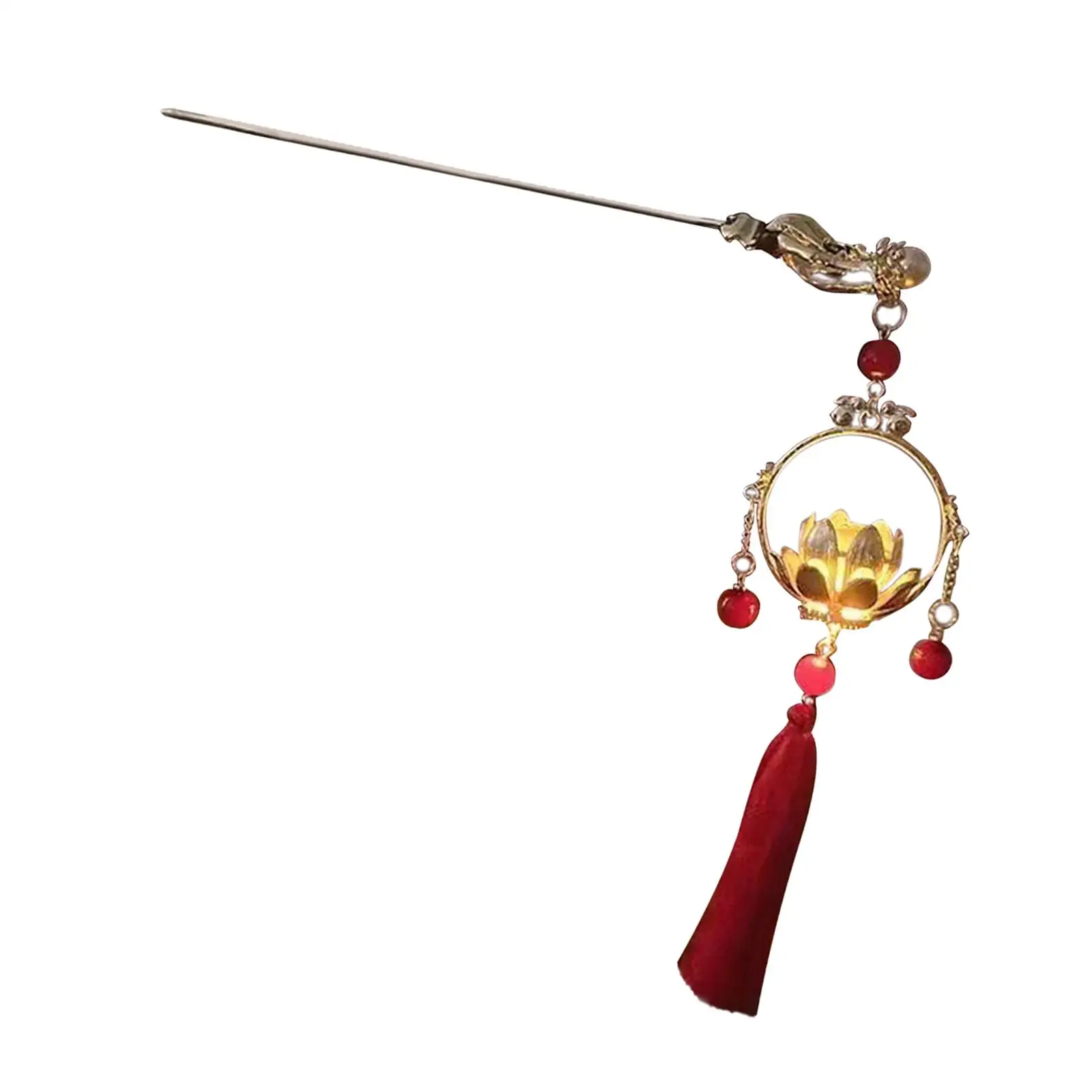 Elegant Chinese Hair Sticks Lantern Tassel Hairpin for Women Long Thick Curly Hair Alloy Vintage Chopstick Daily Hair Accessory