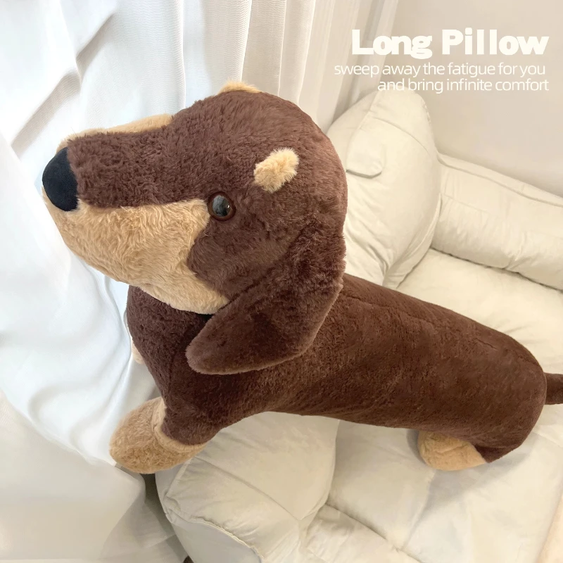 Cute Sausage Dog Plush Toy Soft Fluffy Children Plush Pillows Stuffed Animal Bed Pillow Cushion for Kids Adults Birthday Gift