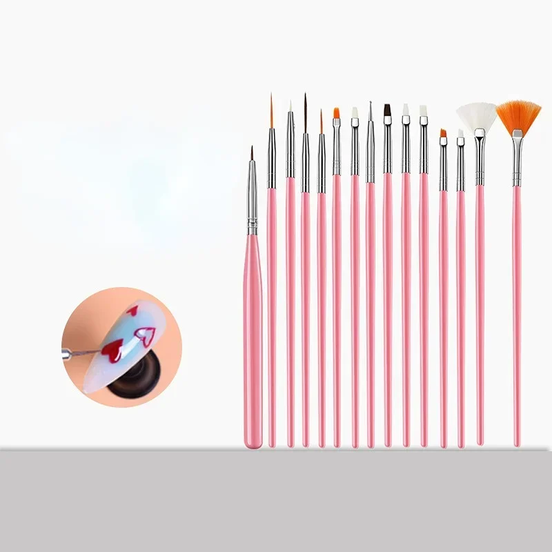 15-delige nagelborstelset manicure gel art tool acrylpoeder carving liner kit