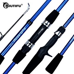 BIUTIFU Baitcasting Spinning Mini Fishing Rods 4 Section 1.8m Travel Carbon Casting Weight 5-20g Fast Ultralight Lure Trout Pole