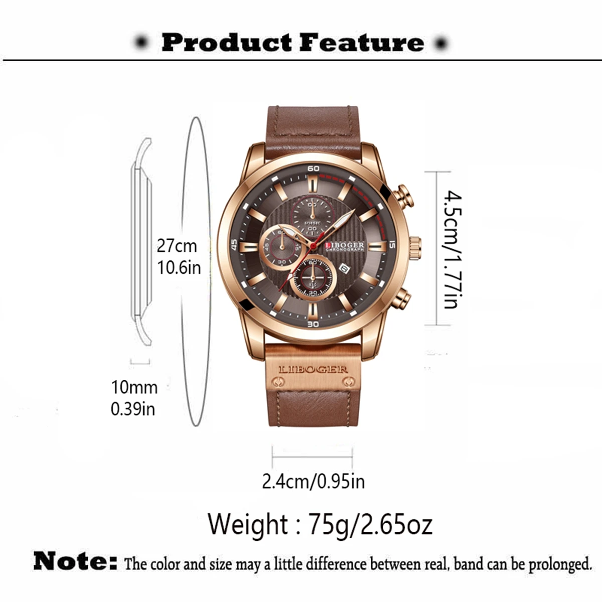 Business Men Quartz Watch High-end Auto Date PU Leather Strap Wristwatch for Man Fashion Casual Analog view 6