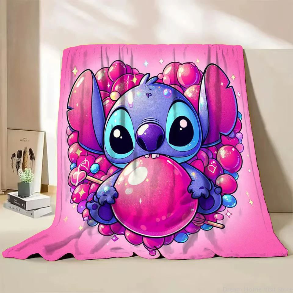 

Disney Stitch Flannel Cartoon Cute Children Blanket Plush for Home Bedroom Bed Sofa Picnic Travel Office Cover Blanket Soft Gift