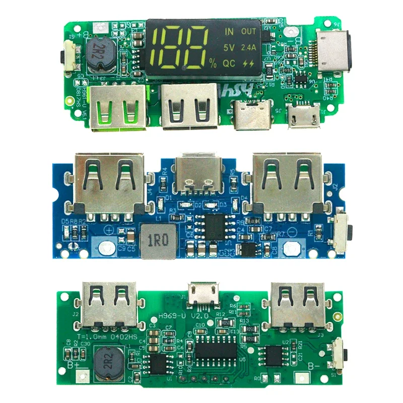 Lithium Battery Charger Board LED Dual USB 5V 2.4A Micro/Type-C USB Mobile Power Bank 18650 Charging Module