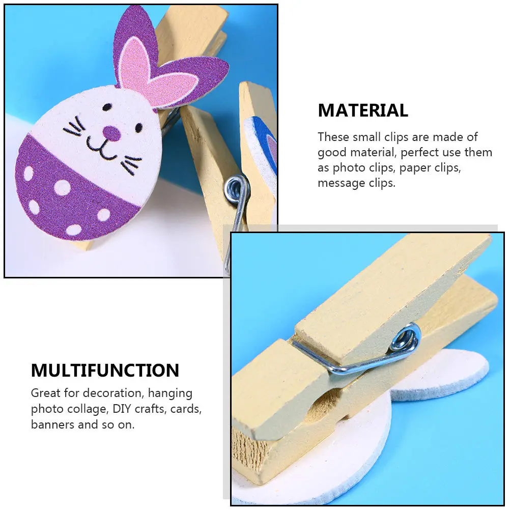 

72Pcs Rabbit Wooden Clips Exquisite Photo Display Clamps Wall Hanging Clip Decorative Memo Holder DIY Craft Supplies