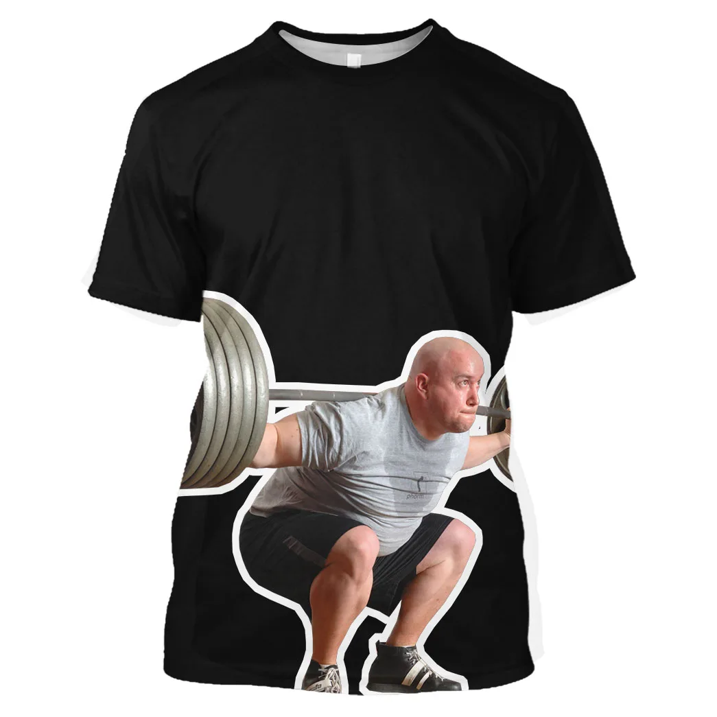 Jumeast Men 3D Graphic Tees Oversized Printed T Shirts For Men Clothing Harajuku Gym Sport Boy Running Wear Anime Dumbbells Tops