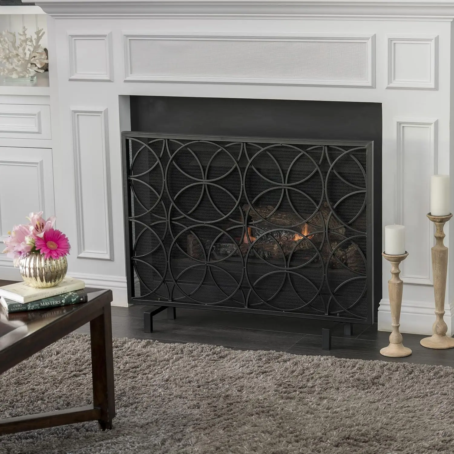Christopher Knight Home Valeno Single Panel Iron Fireplace Screen, Black
