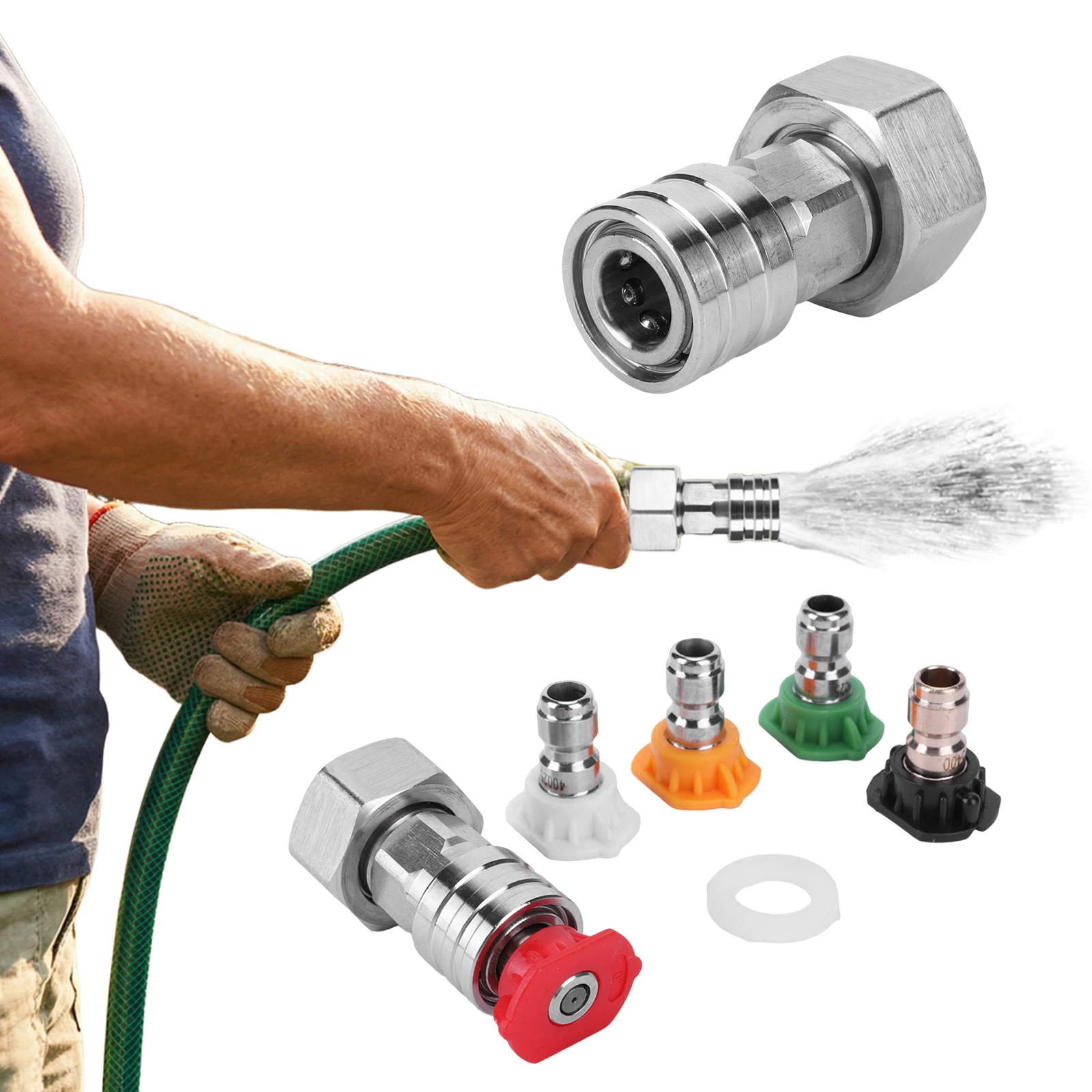 Convert Water Hose To Power Washer Connector Stainless Steel -Proof Adapter for Car Wash & Outdoor Cleaning