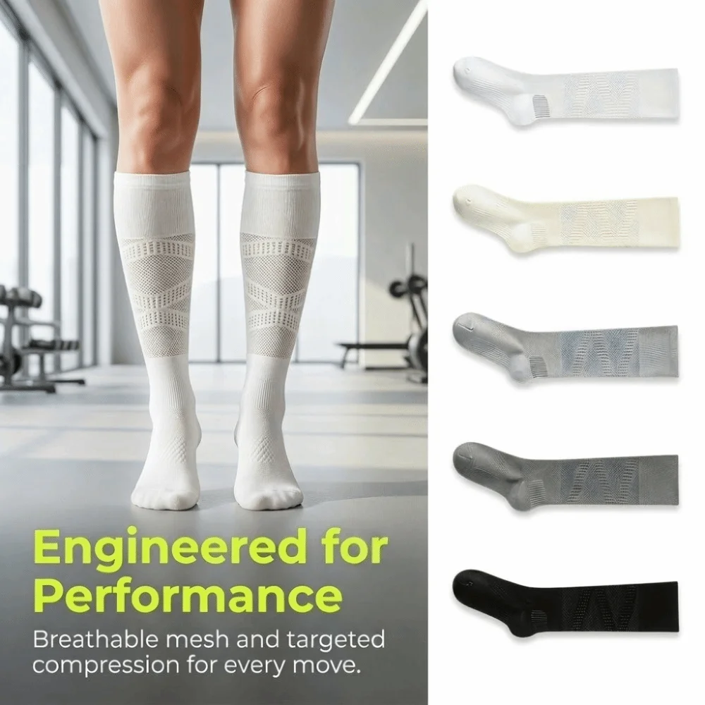 Thin Style Sports Calf Socks High Elasticity Breathable Mesh Pressure Socks Summer Anti-bacterial Fitness Sports Calf Socks