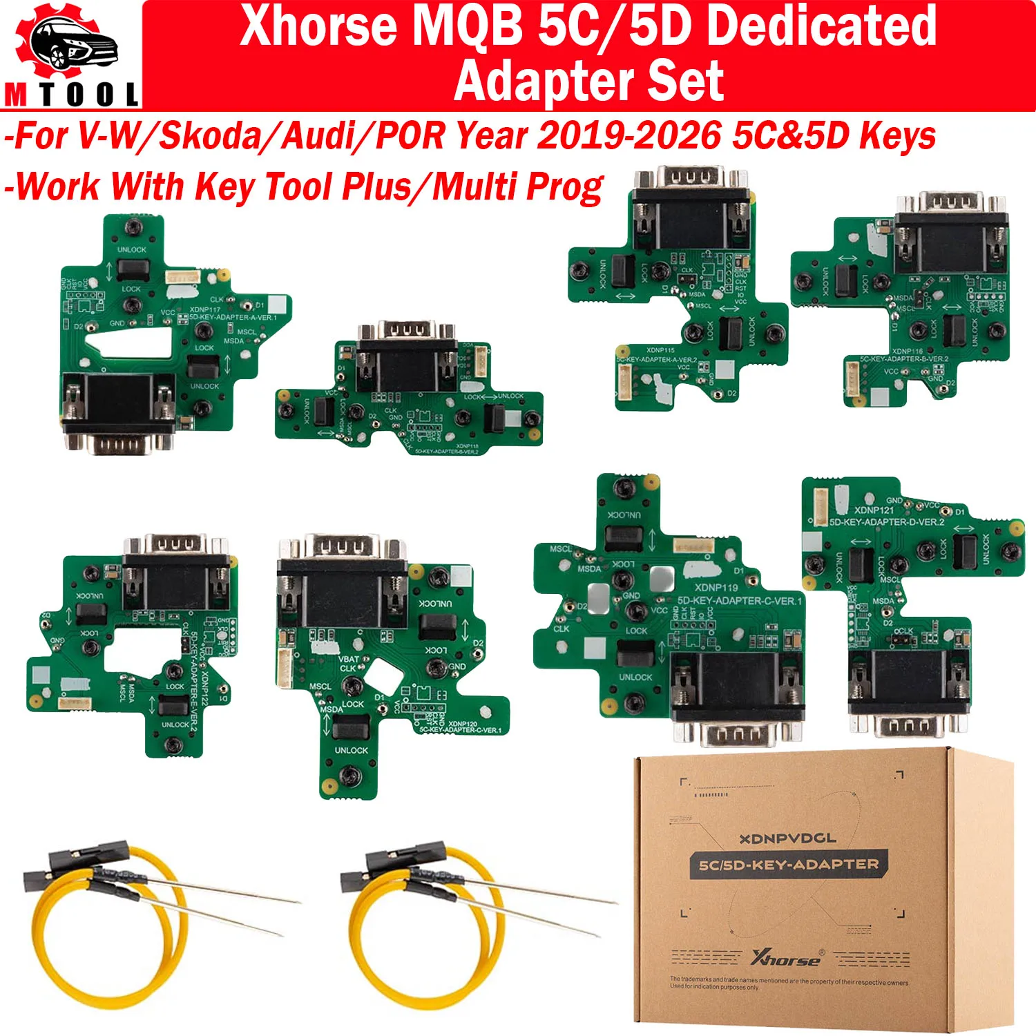 Xhorse XDNPVDGL MQB 5C 5D Dedicated Adapter Set Key Data Reading for V-W/ Skoda/ Audi/ POR 5C5D Support Key Tool Plus/Multi Prog
