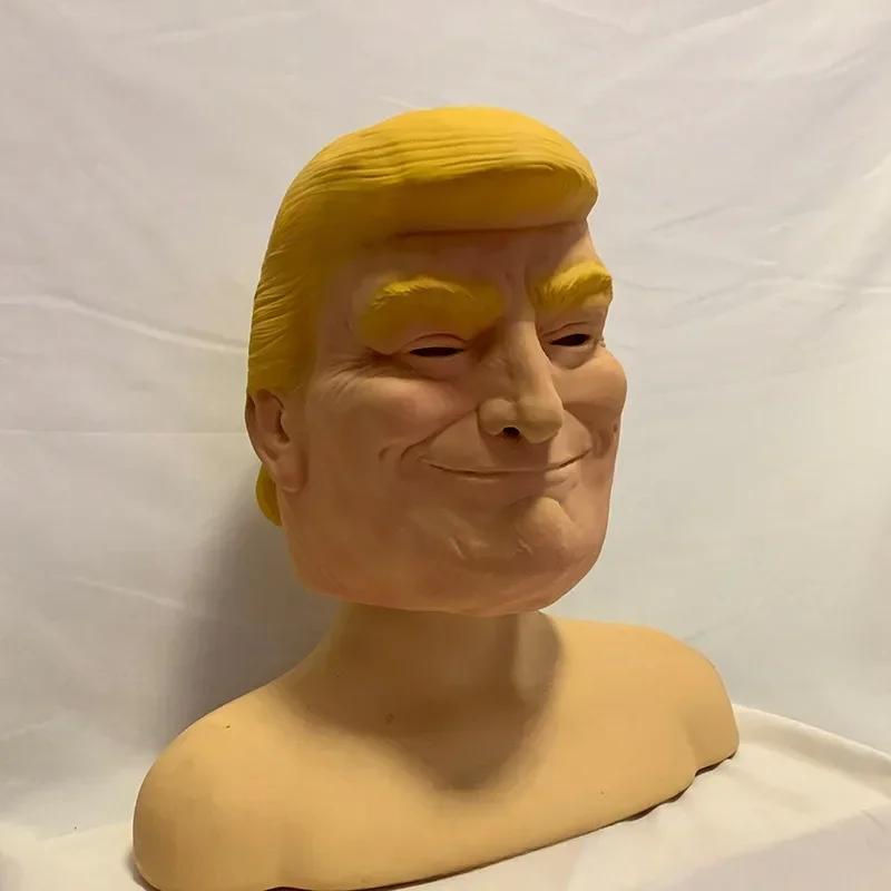 Trump Latex Mask Bleeding Ear Halloween Cosplay Full Face American Former President Head Cover Donald Trump Presidential Props