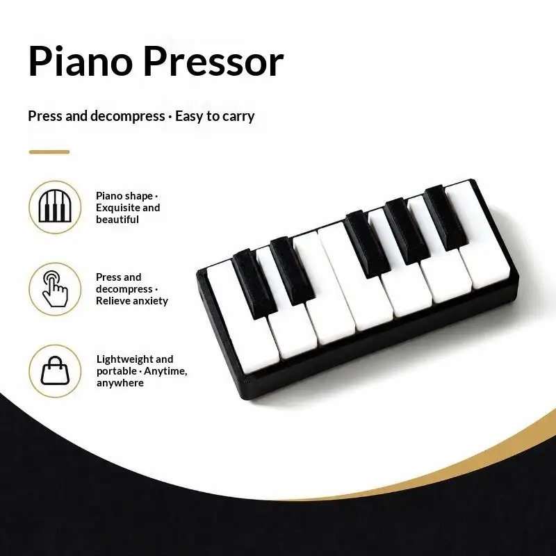 3D Printed Press-Style Piano Keyboard Clicker Non-Toxic PLA Fidget Toy for Children Home Play Classroom Rewards