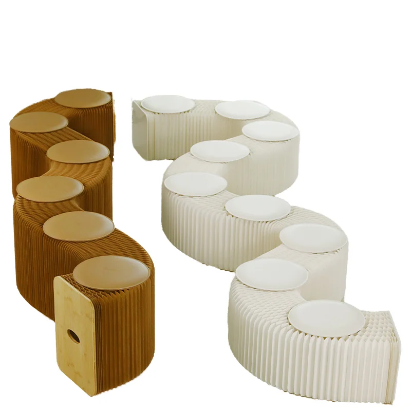 #Modern Home Furniture Foldable and Extendable Kraft Paper Step Stool for Living Room and Office Bar for Apartment Outdoor Use