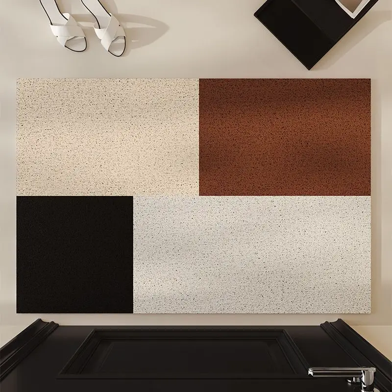 Retro door silk ring floor mat, home non-slip carpet, door entry mat can be cut, dirt-resistant leave-in foot cushion
