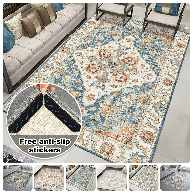 

New Soft Carpet Crystal Velvet Floor Rug Bohemian Style Non-slip Mat Washable Room Blanket For Living Room Home And Decoration